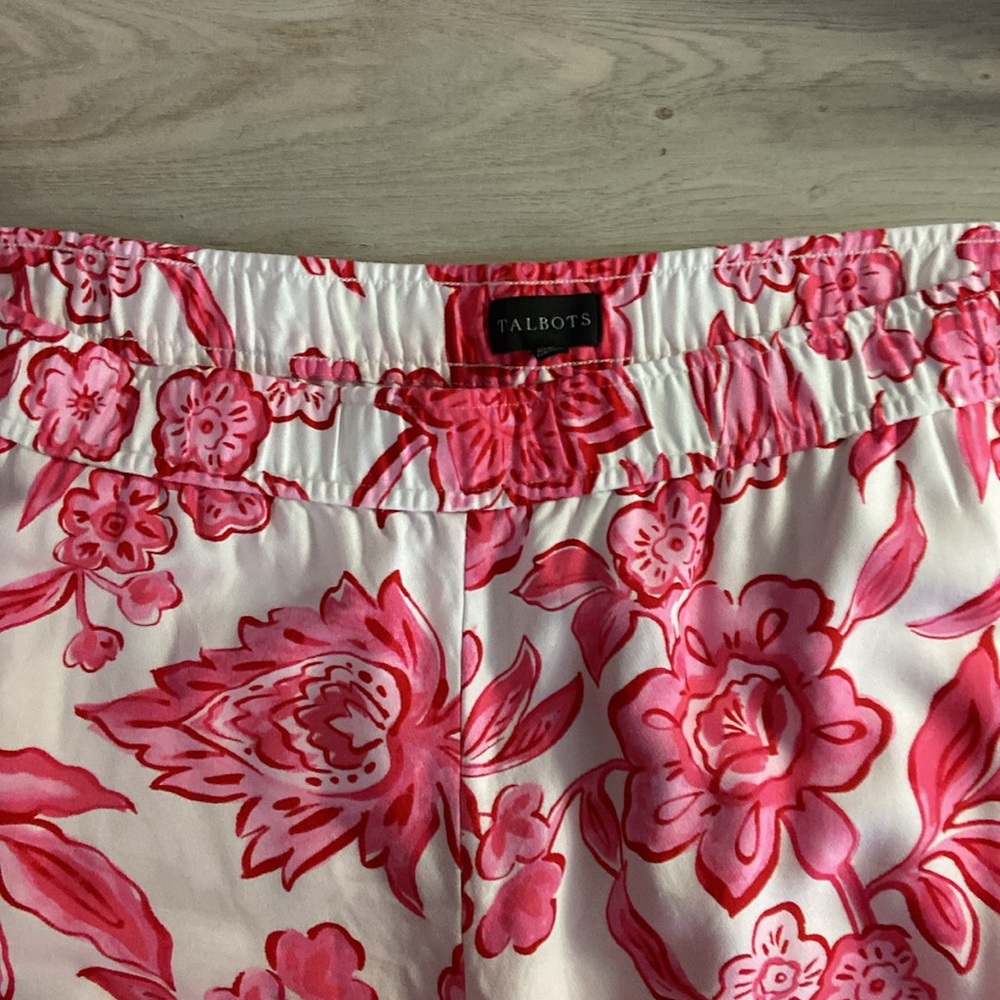 Talbots Pink and Red Floral Cropped Pants, Size XL - Picture 5 of 9